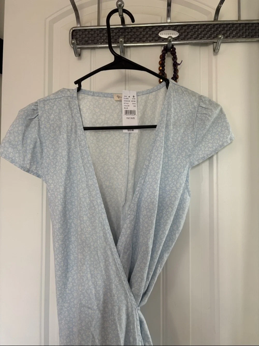 Brandy Melville Light Blue Floral Wrap Dress